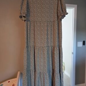 Floral Midi Dress with Puff Sleeves